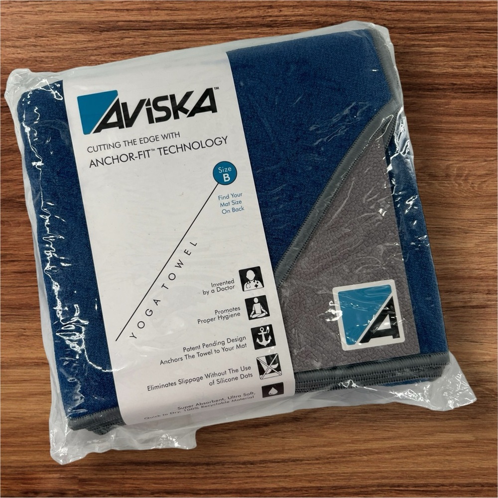 Aviska Yoga Towel Blue / Grey Trim New Size B Ultra Soft Hygiene Super Absorbent